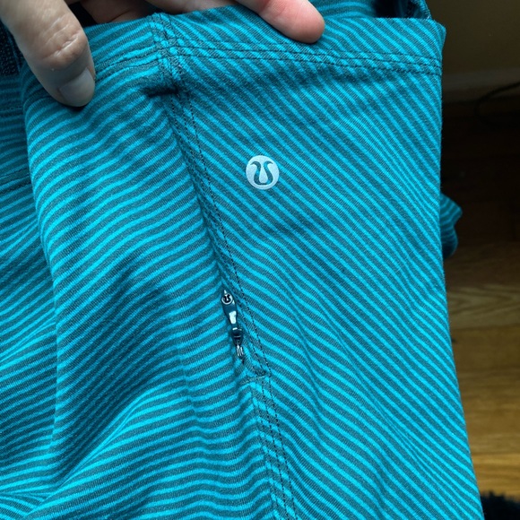 Lululemon Teal Striped Microfibre Stretch Long Sleeve top - Picture 3 of 4
